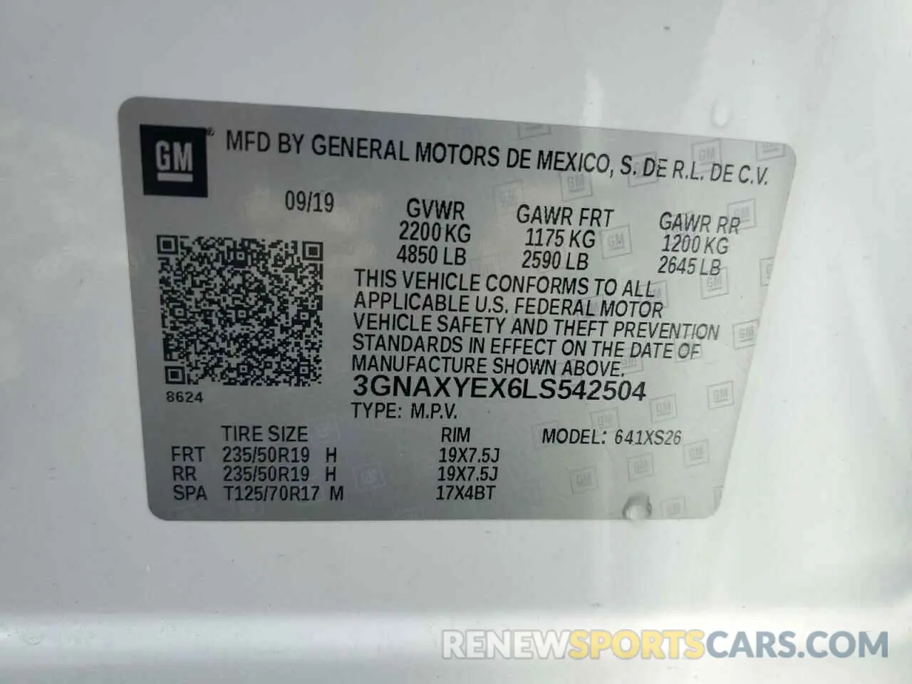 13 fotografías del automóvil dañado 3GNAXYEX6LS542504 CHEVROLET EQUINOX 2020