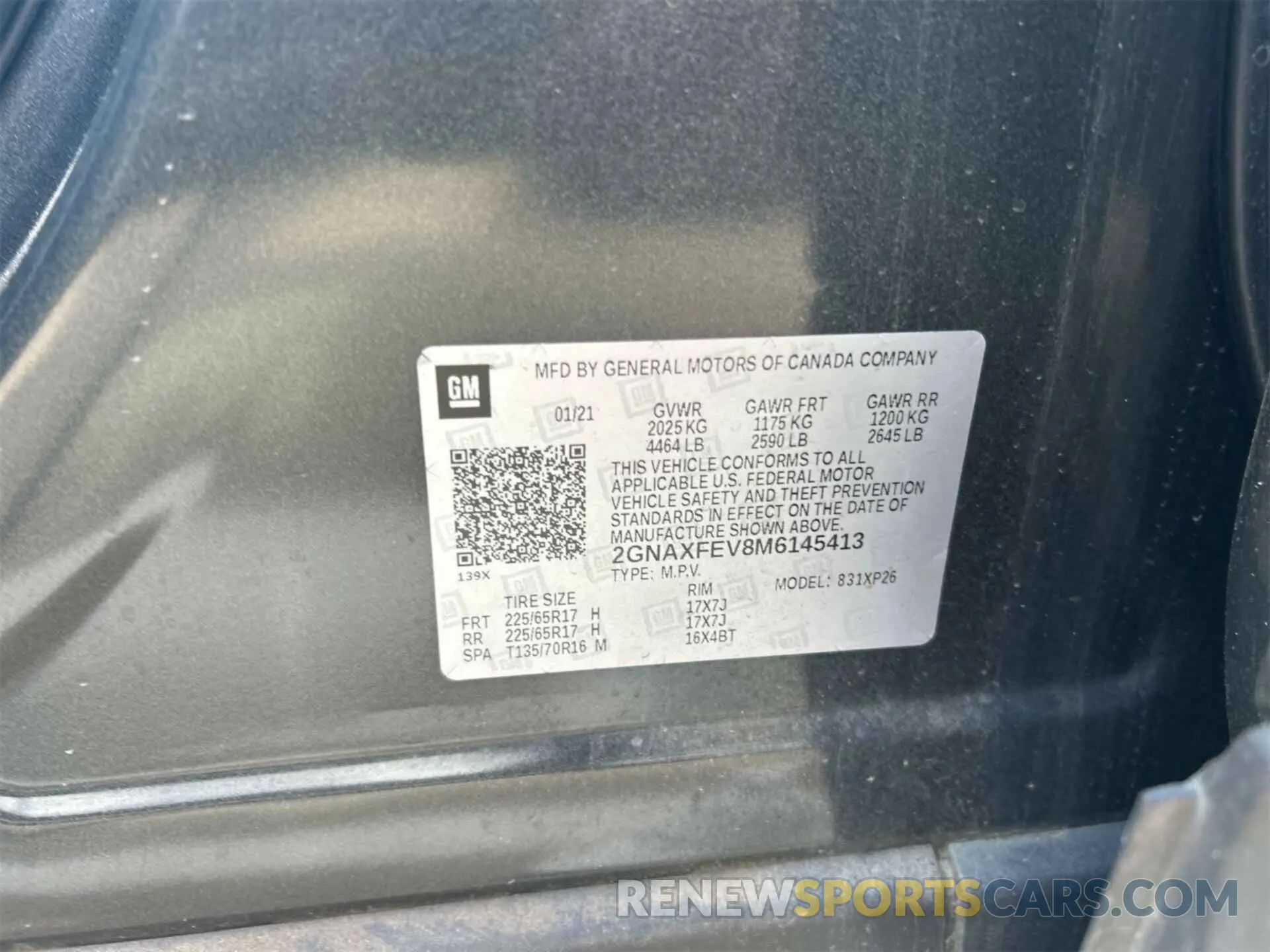 1 fotografías del automóvil dañado 2GNAXFEV8M6145413 CHEVROLET EQUINOX 2021