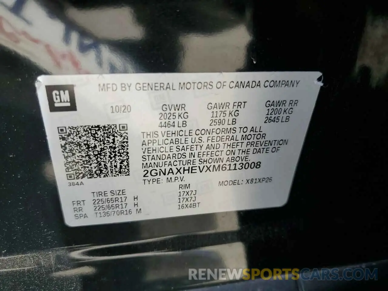 13 fotografías del automóvil dañado 2GNAXHEVXM6113008 CHEVROLET EQUINOX 2021