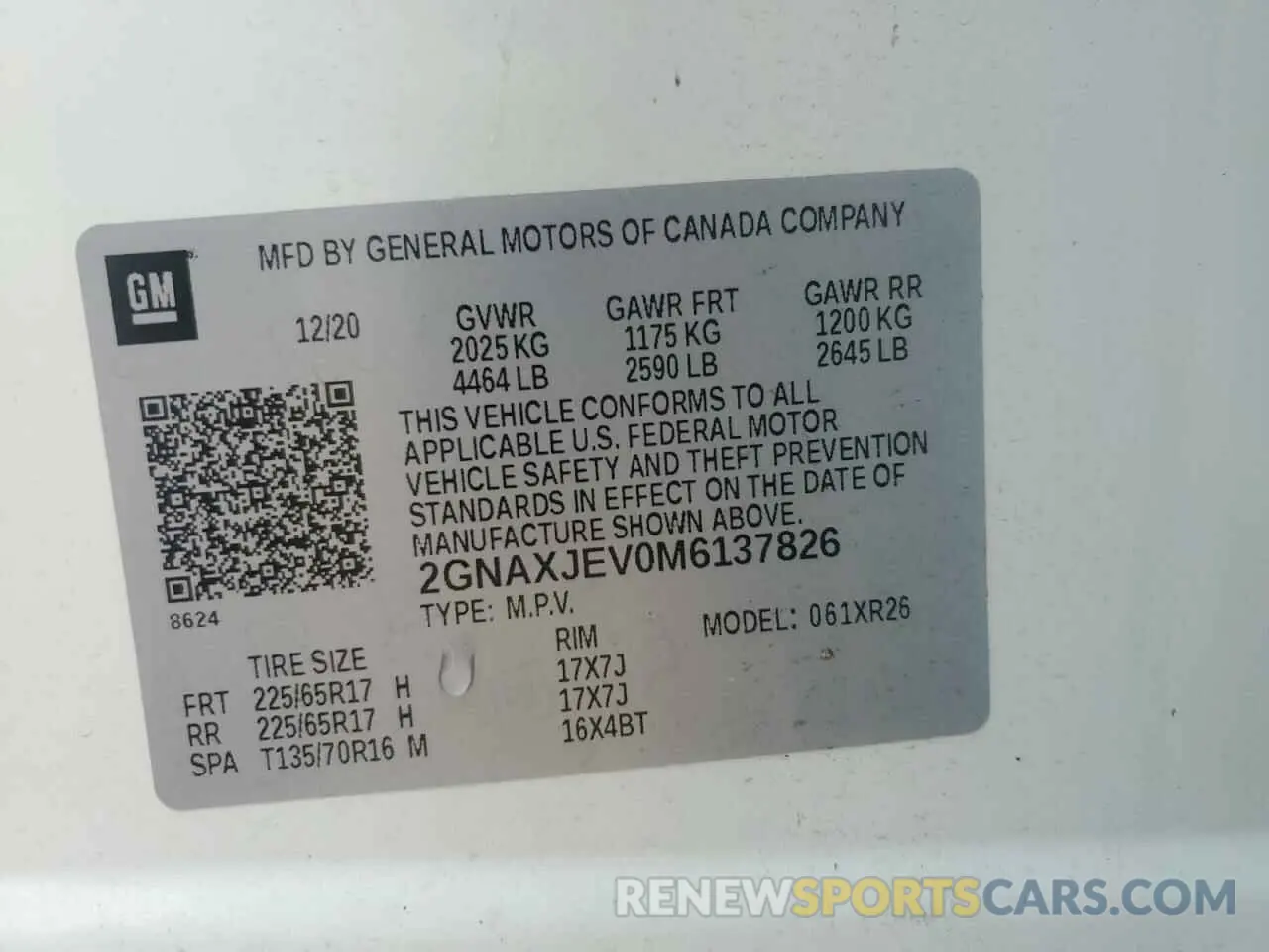 12 fotografías del automóvil dañado 2GNAXJEV0M6137826 CHEVROLET EQUINOX 2021