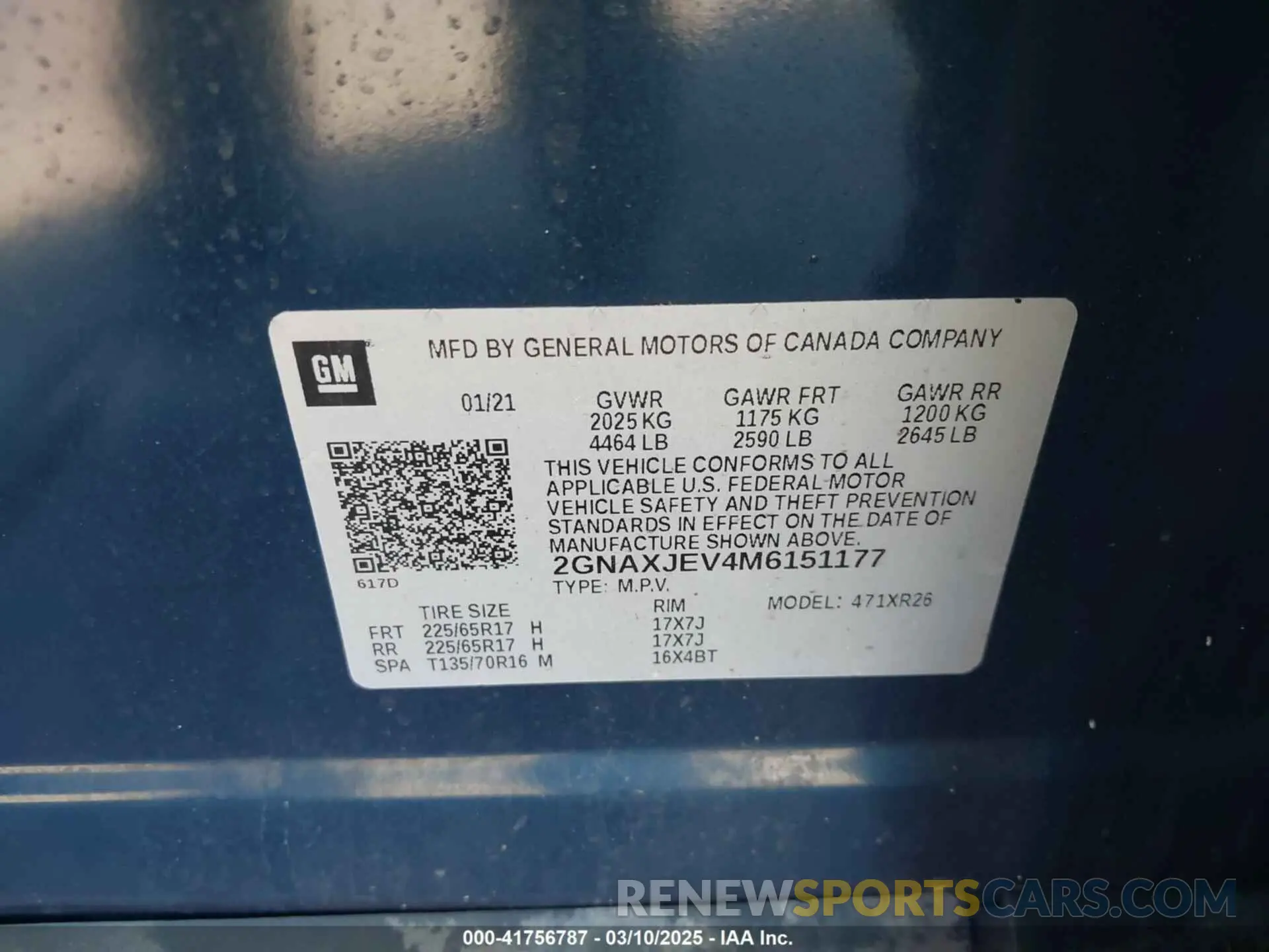 9 fotografías del automóvil dañado 2GNAXJEV4M6151177 CHEVROLET EQUINOX 2021