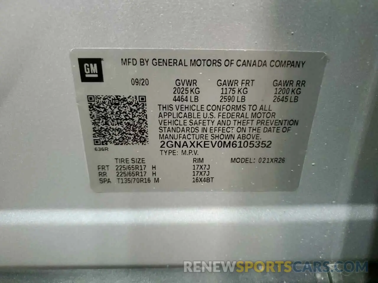 13 fotografías del automóvil dañado 2GNAXKEV0M6105352 CHEVROLET EQUINOX 2021