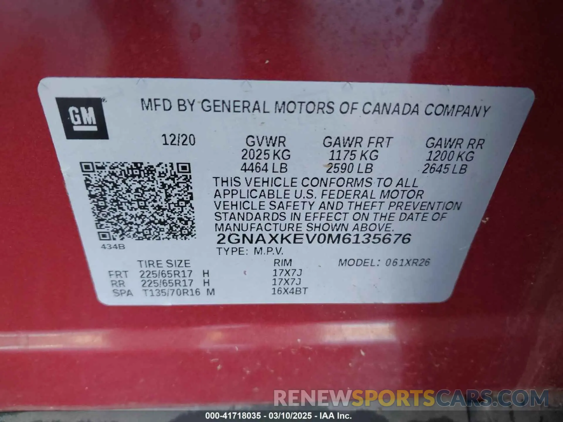 9 fotografías del automóvil dañado 2GNAXKEV0M6135676 CHEVROLET EQUINOX 2021