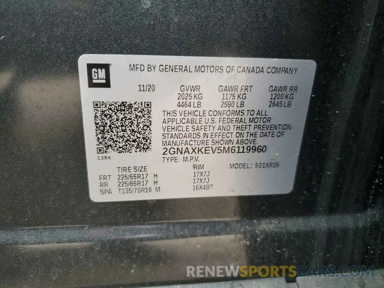 14 fotografías del automóvil dañado 2GNAXKEV5M6119960 CHEVROLET EQUINOX 2021