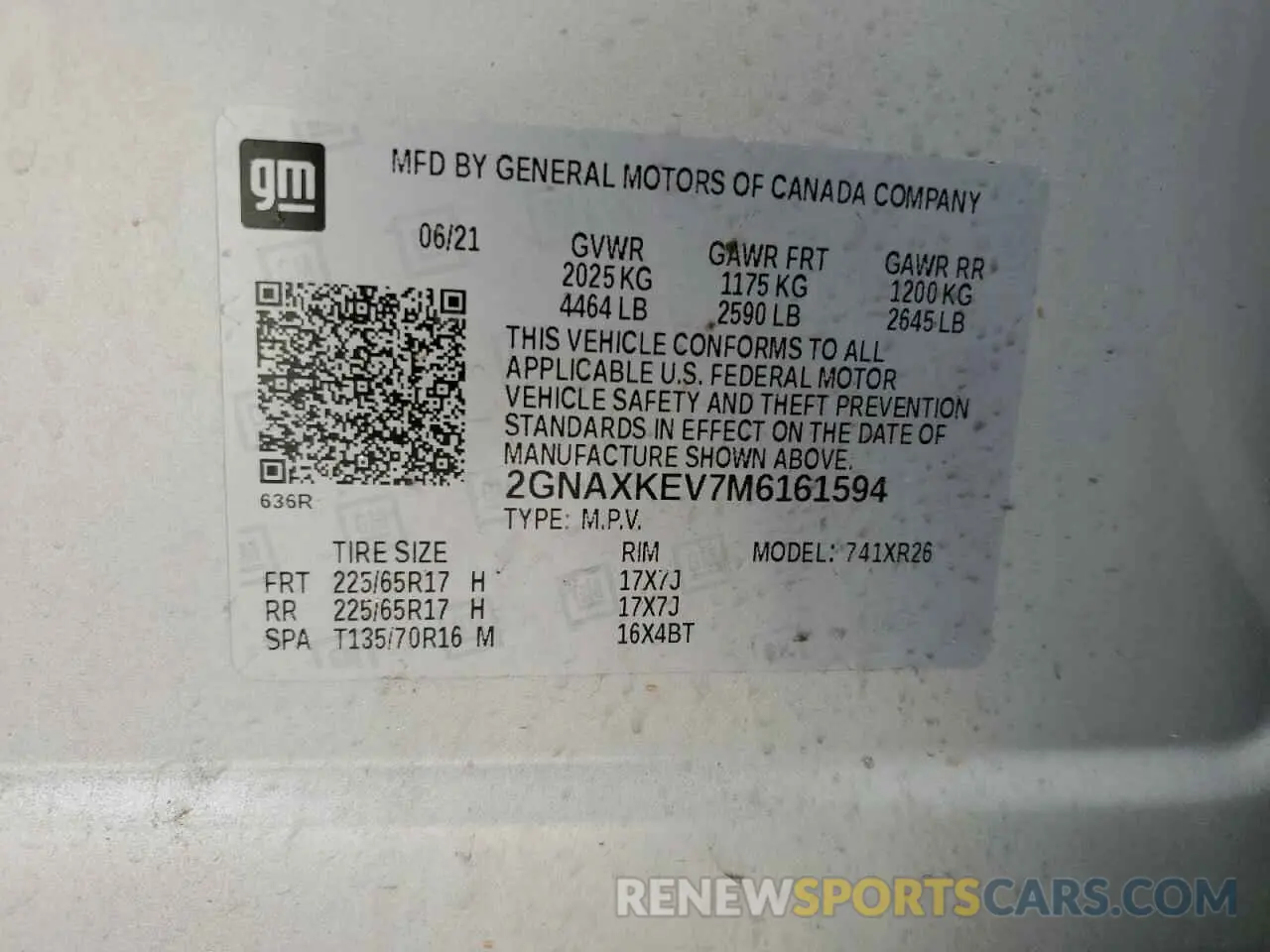 13 fotografías del automóvil dañado 2GNAXKEV7M6161594 CHEVROLET EQUINOX 2021