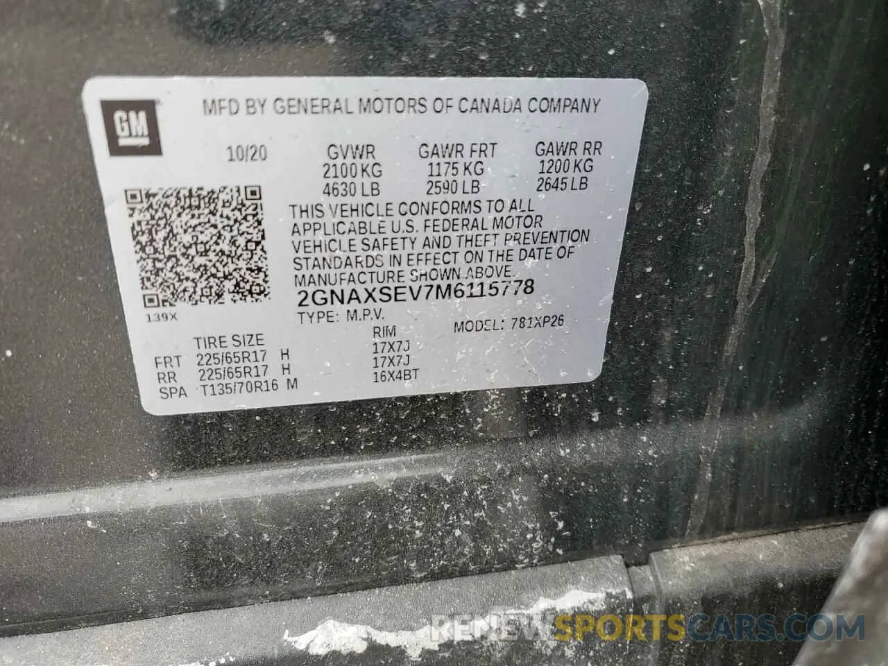 13 fotografías del automóvil dañado 2GNAXSEV7M6115778 CHEVROLET EQUINOX 2021