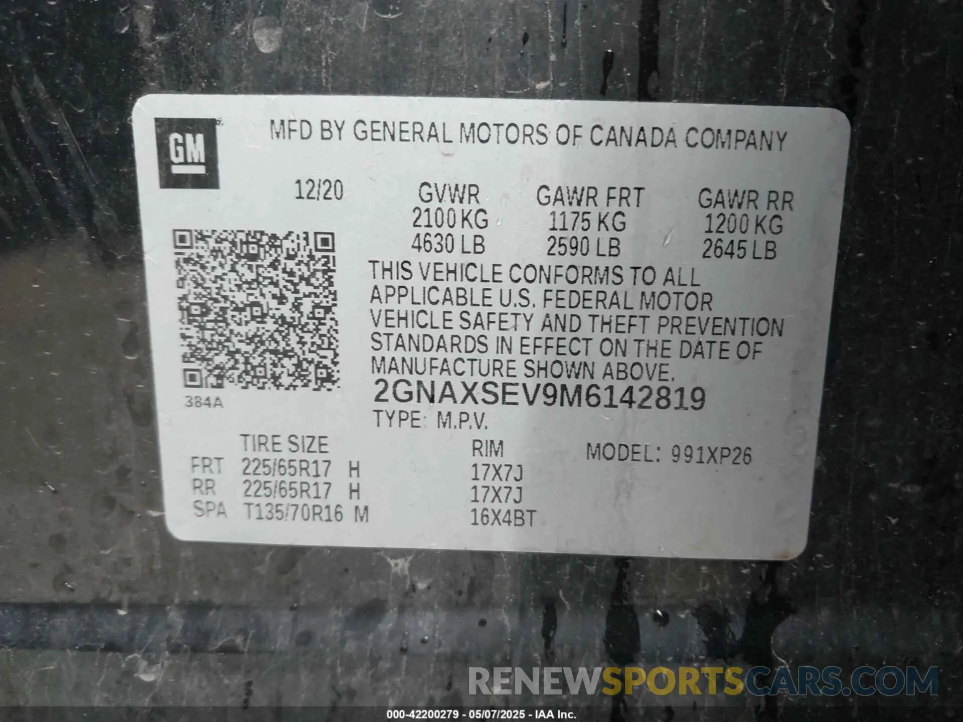9 fotografías del automóvil dañado 2GNAXSEV9M6142819 CHEVROLET EQUINOX 2021