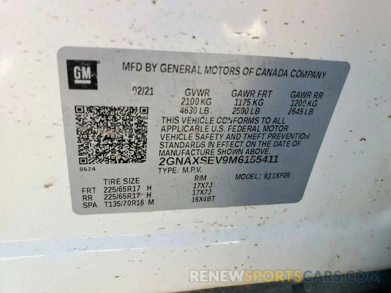 13 fotografías del automóvil dañado 2GNAXSEV9M6155411 CHEVROLET EQUINOX 2021