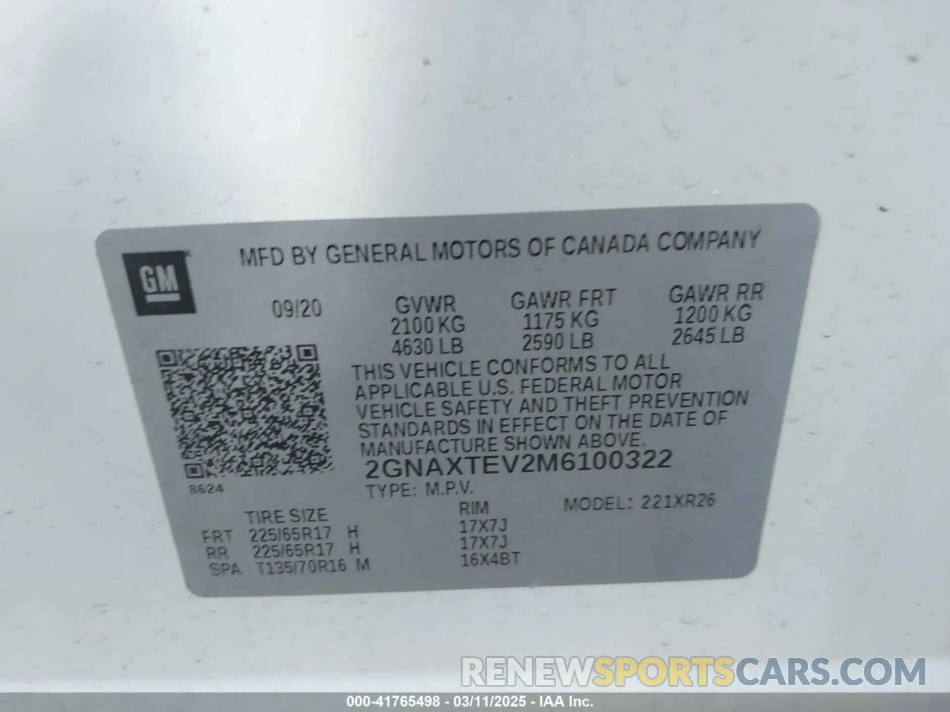 9 fotografías del automóvil dañado 2GNAXTEV2M6100322 CHEVROLET EQUINOX 2021