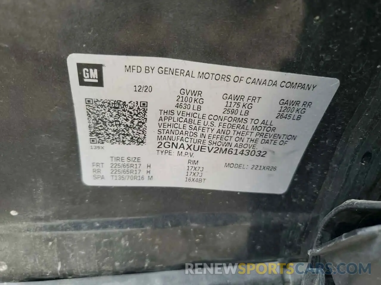 13 fotografías del automóvil dañado 2GNAXUEV2M6143032 CHEVROLET EQUINOX 2021