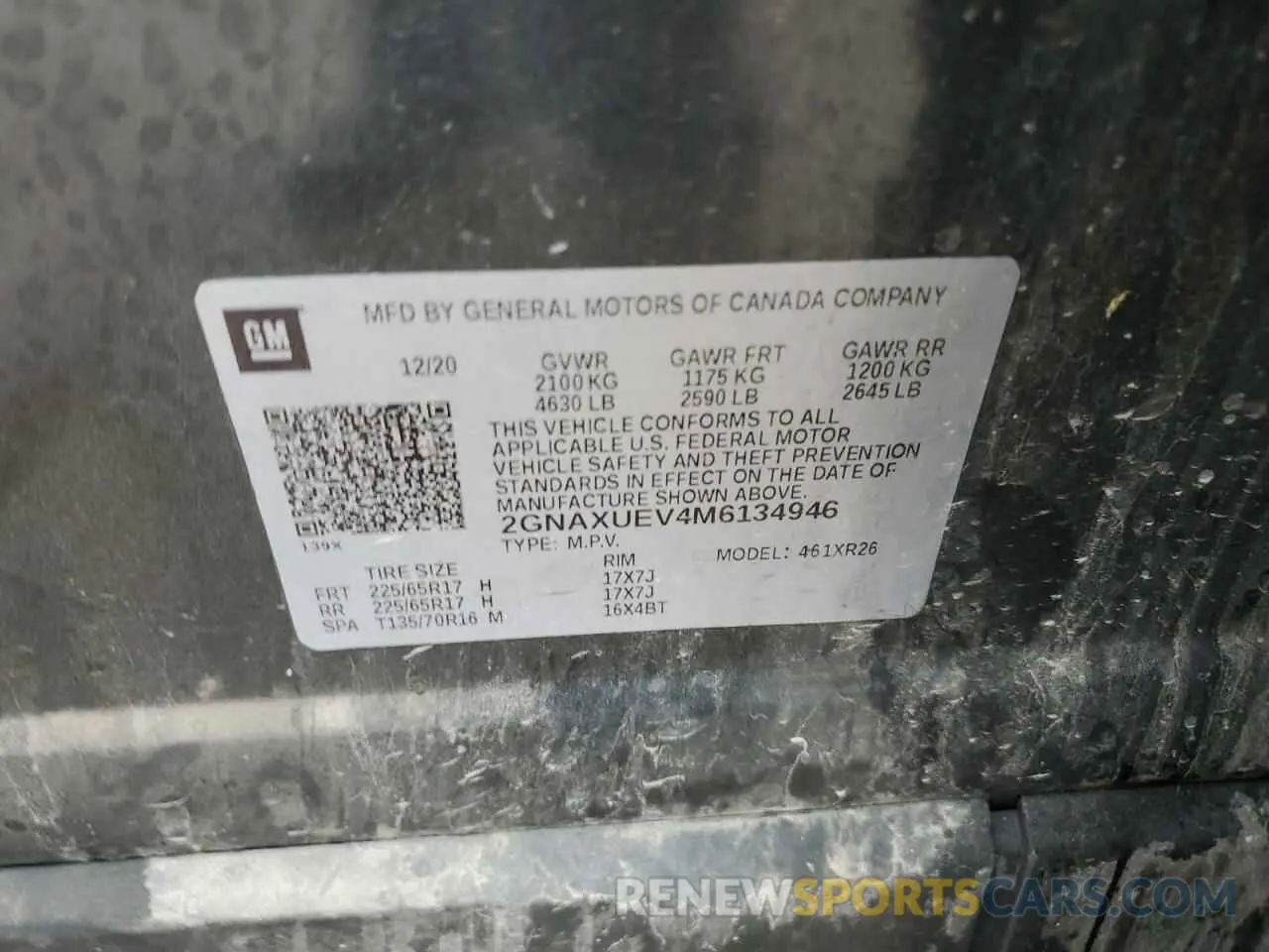 13 fotografías del automóvil dañado 2GNAXUEV4M6134946 CHEVROLET EQUINOX 2021