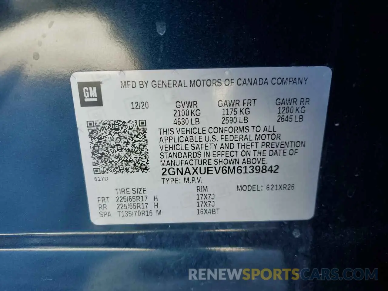 13 fotografías del automóvil dañado 2GNAXUEV6M6139842 CHEVROLET EQUINOX 2021