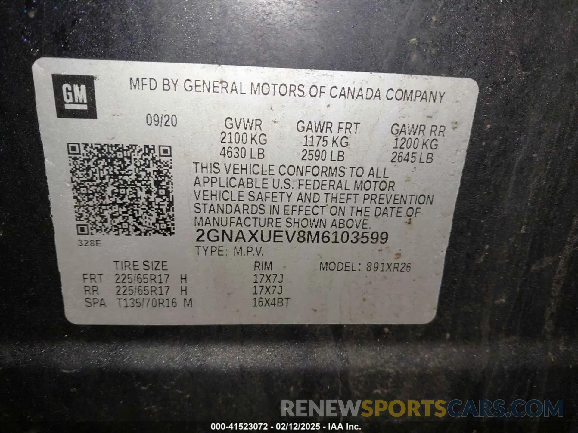 9 fotografías del automóvil dañado 2GNAXUEV8M6103599 CHEVROLET EQUINOX 2021