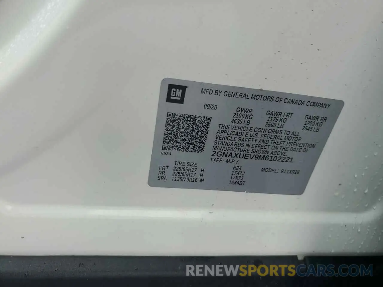 12 fotografías del automóvil dañado 2GNAXUEV9M6102221 CHEVROLET EQUINOX 2021
