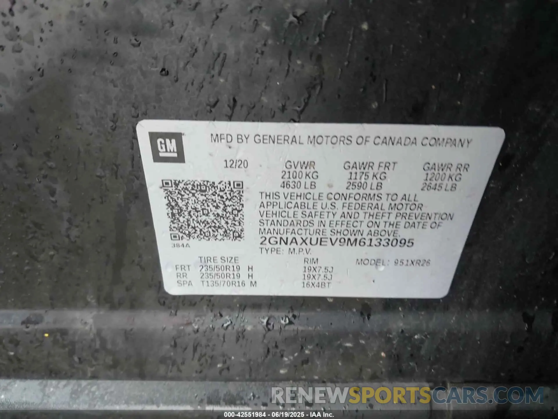 9 fotografías del automóvil dañado 2GNAXUEV9M6133095 CHEVROLET EQUINOX 2021