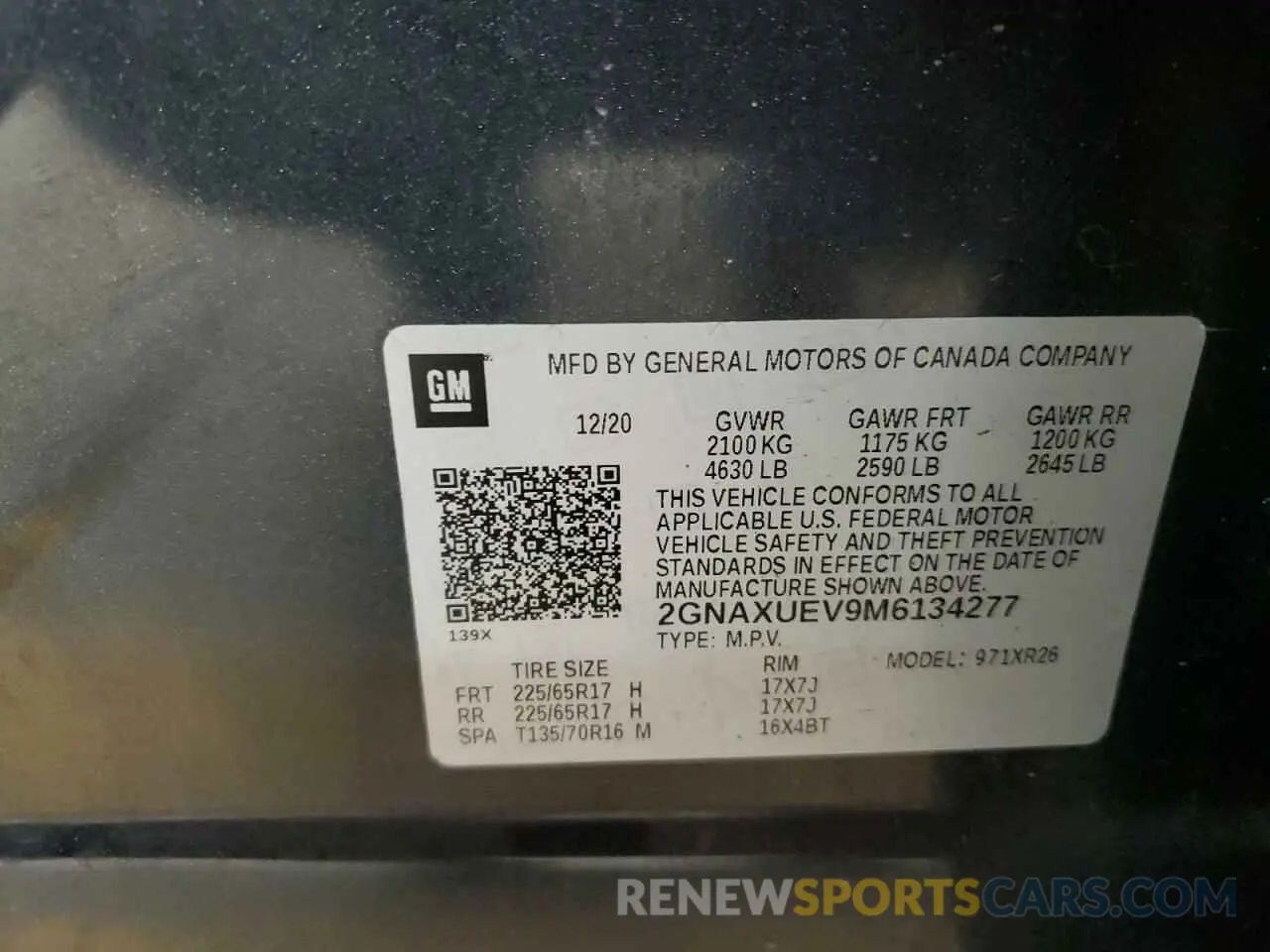 14 fotografías del automóvil dañado 2GNAXUEV9M6134277 CHEVROLET EQUINOX 2021