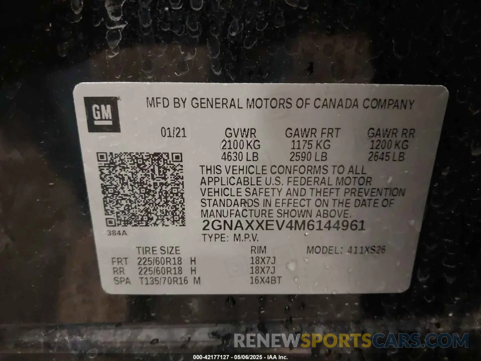 9 fotografías del automóvil dañado 2GNAXXEV4M6144961 CHEVROLET EQUINOX 2021