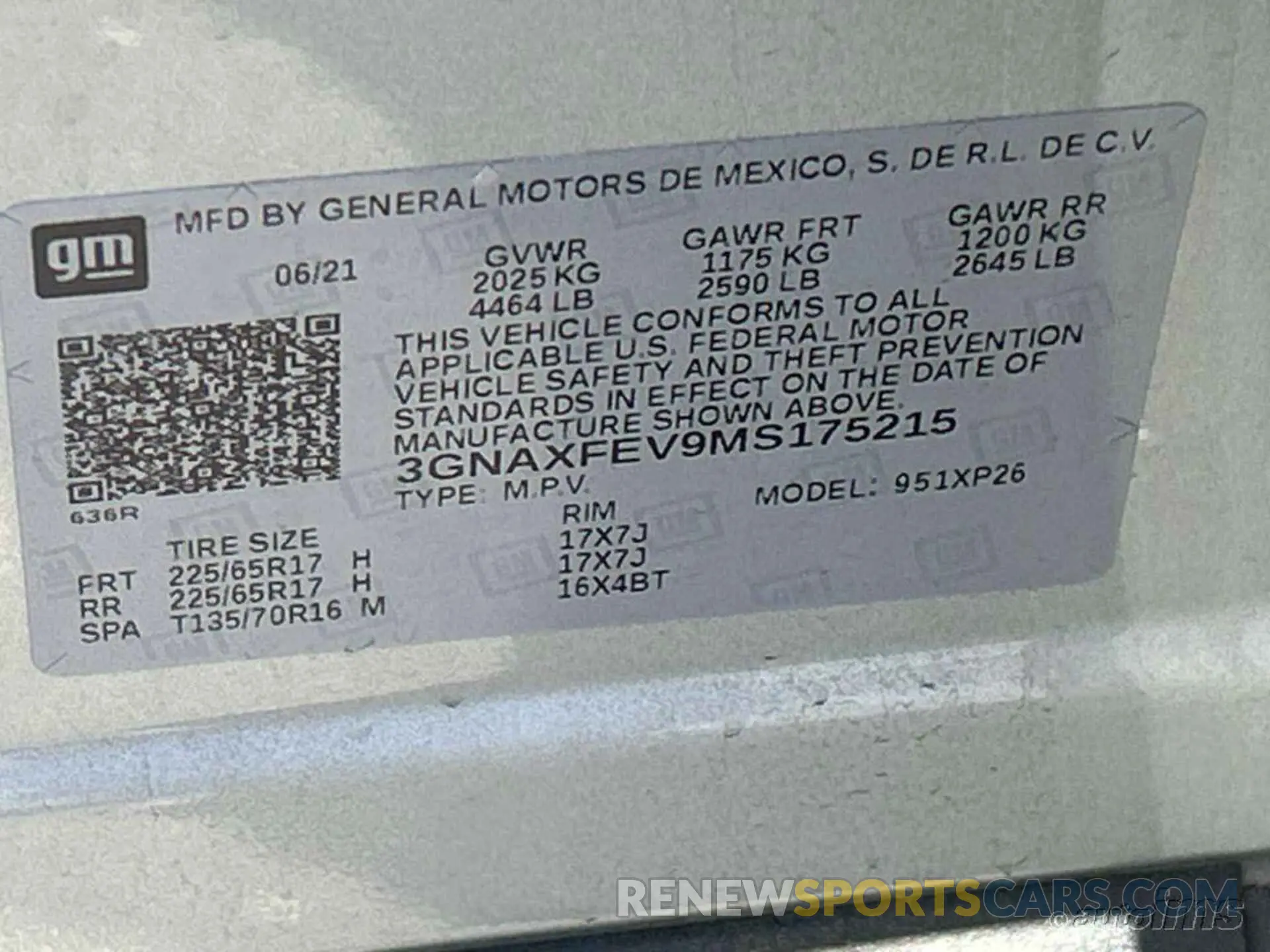 5 fotografías del automóvil dañado 3GNAXFEV9MS175215 CHEVROLET EQUINOX 2021