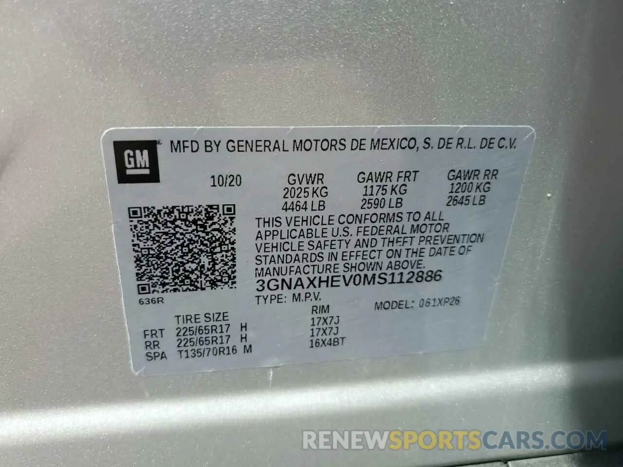 13 fotografías del automóvil dañado 3GNAXHEV0MS112886 CHEVROLET EQUINOX 2021