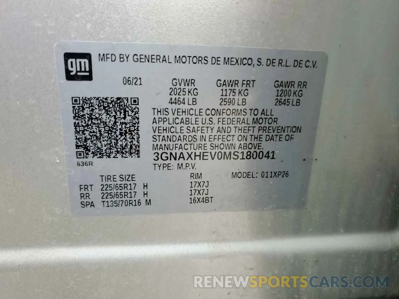 13 fotografías del automóvil dañado 3GNAXHEV0MS180041 CHEVROLET EQUINOX 2021