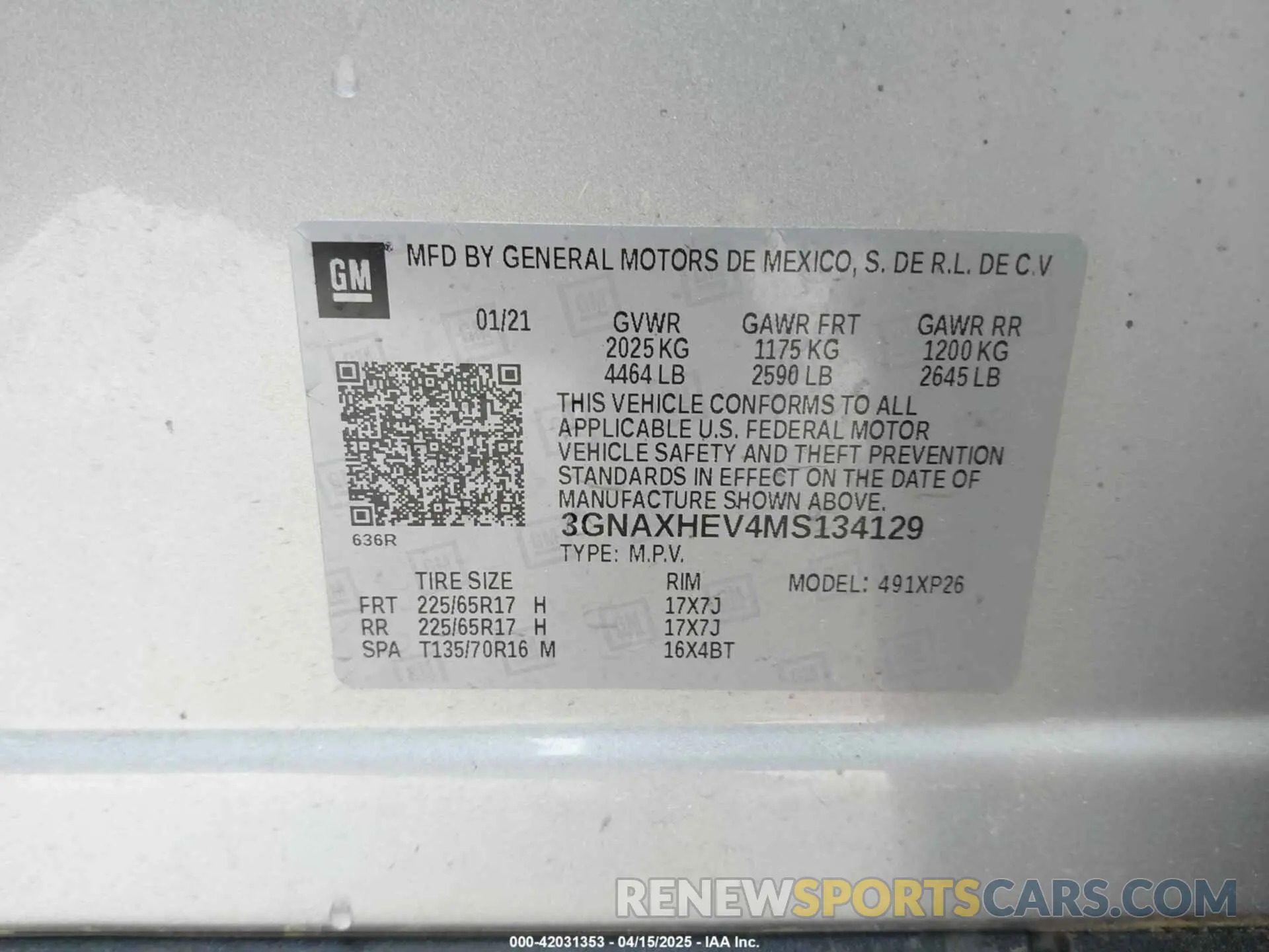 9 fotografías del automóvil dañado 3GNAXHEV4MS134129 CHEVROLET EQUINOX 2021