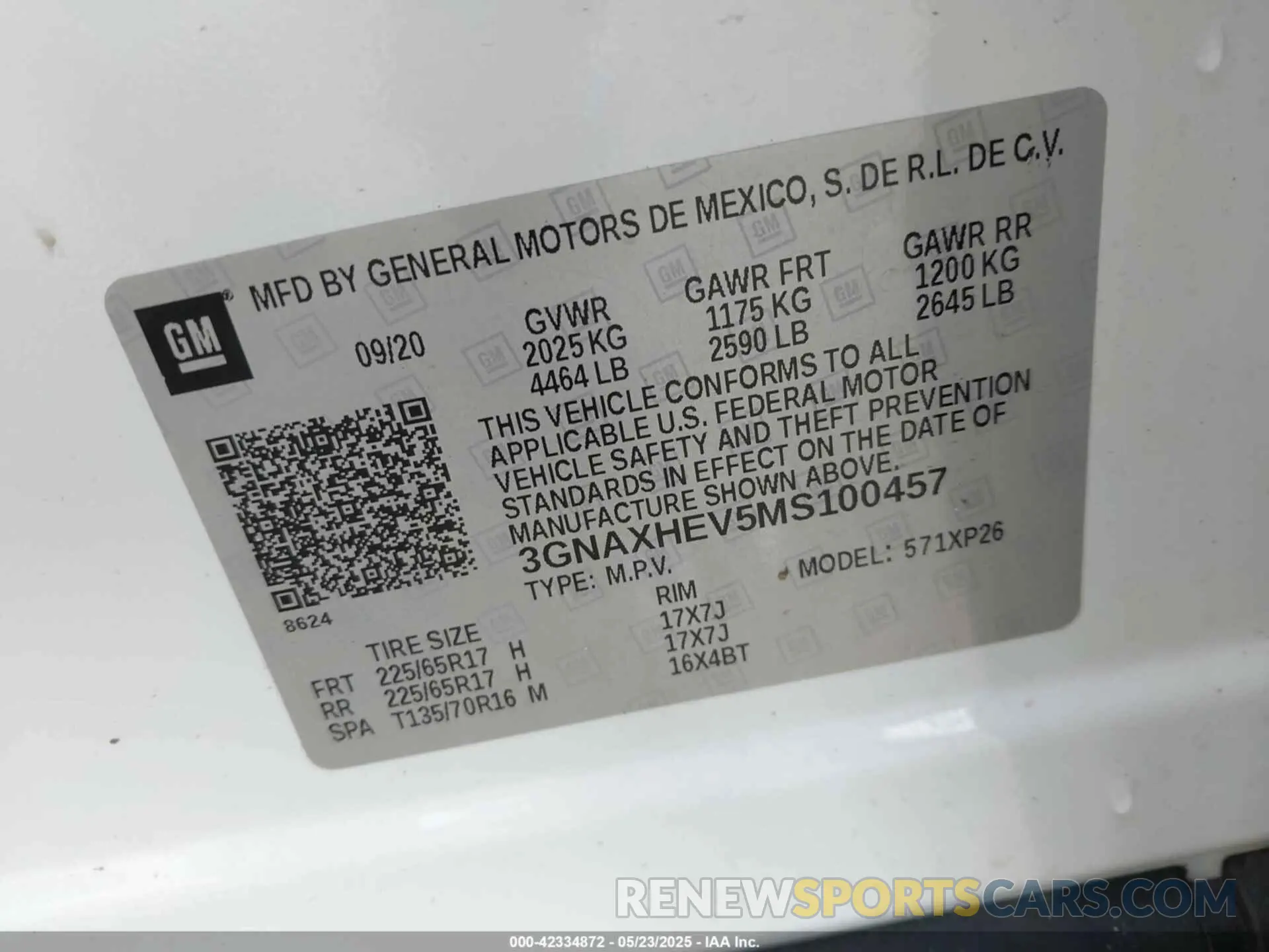 9 fotografías del automóvil dañado 3GNAXHEV5MS100457 CHEVROLET EQUINOX 2021