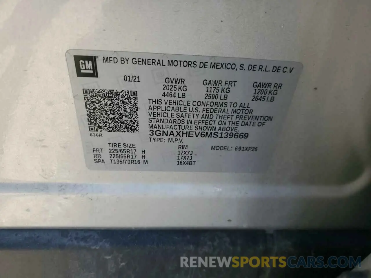 13 fotografías del automóvil dañado 3GNAXHEV6MS139669 CHEVROLET EQUINOX 2021