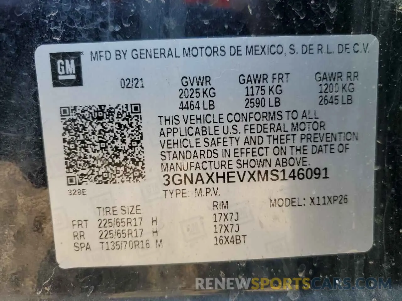 14 fotografías del automóvil dañado 3GNAXHEVXMS146091 CHEVROLET EQUINOX 2021