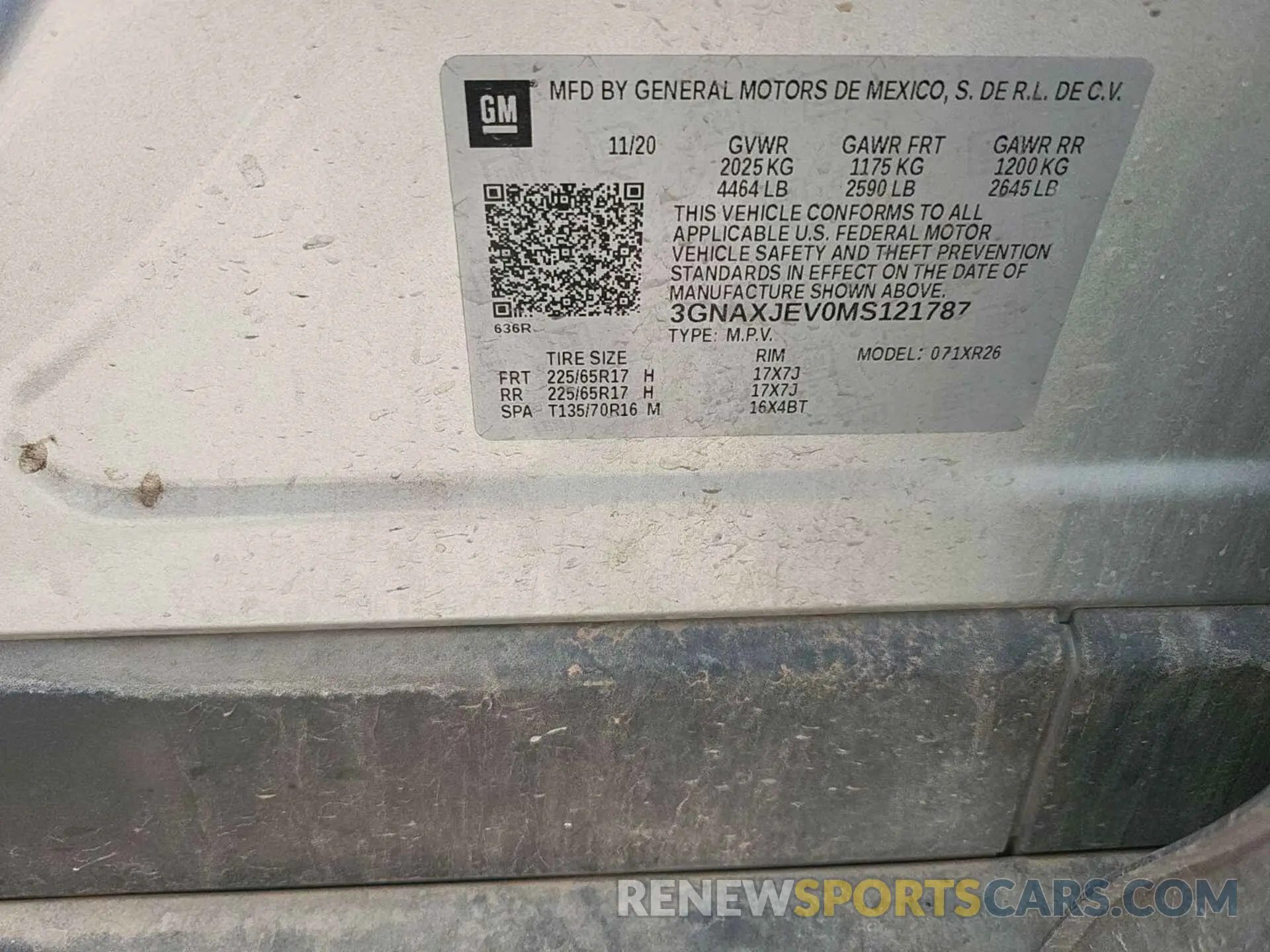 2 fotografías del automóvil dañado 3GNAXJEV0MS121787 CHEVROLET EQUINOX 2021