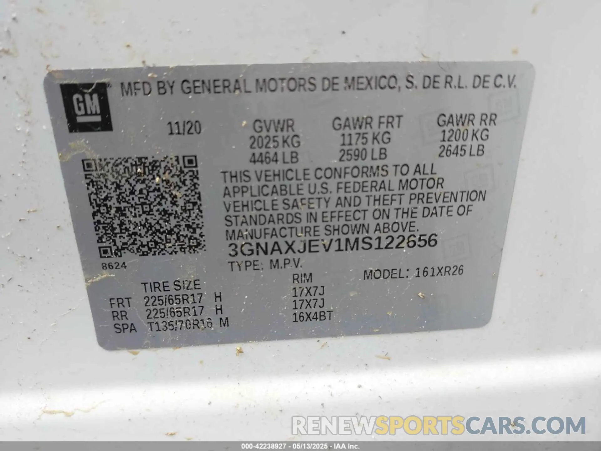 9 fotografías del automóvil dañado 3GNAXJEV1MS122656 CHEVROLET EQUINOX 2021