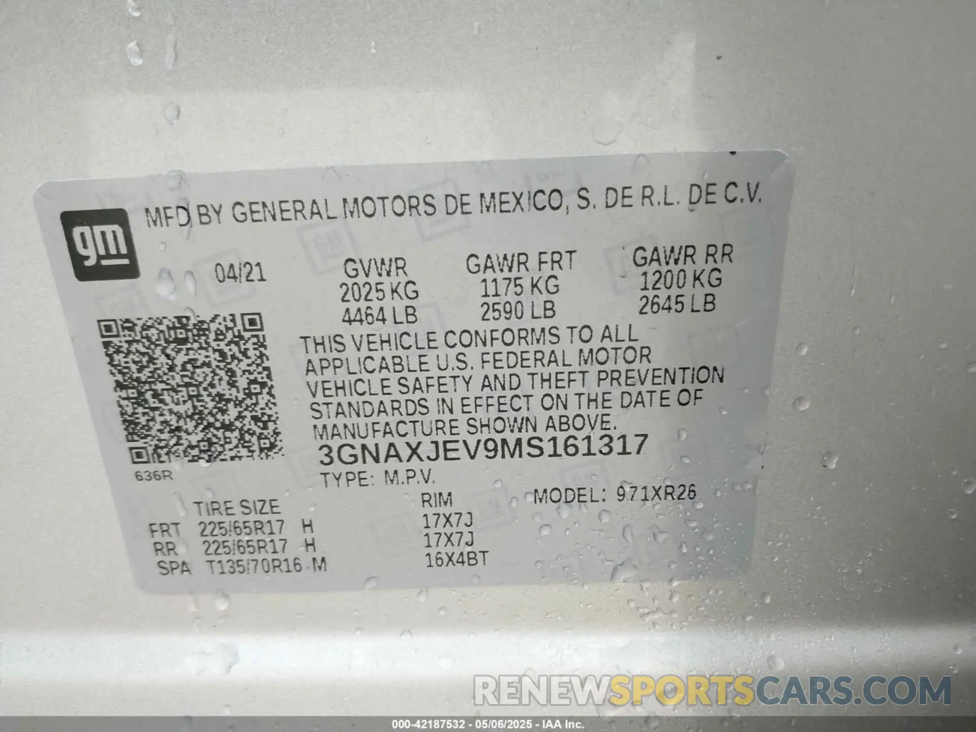 9 fotografías del automóvil dañado 3GNAXJEV9MS161317 CHEVROLET EQUINOX 2021