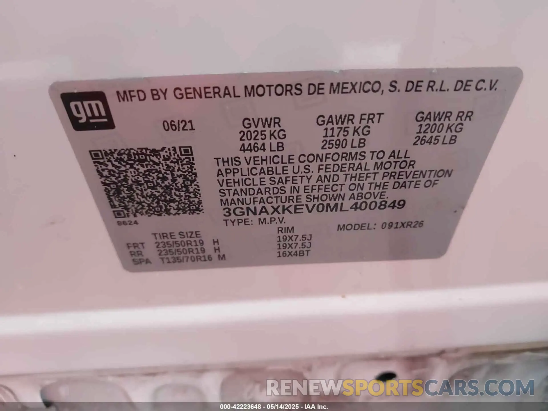 9 fotografías del automóvil dañado 3GNAXKEV0ML400849 CHEVROLET EQUINOX 2021