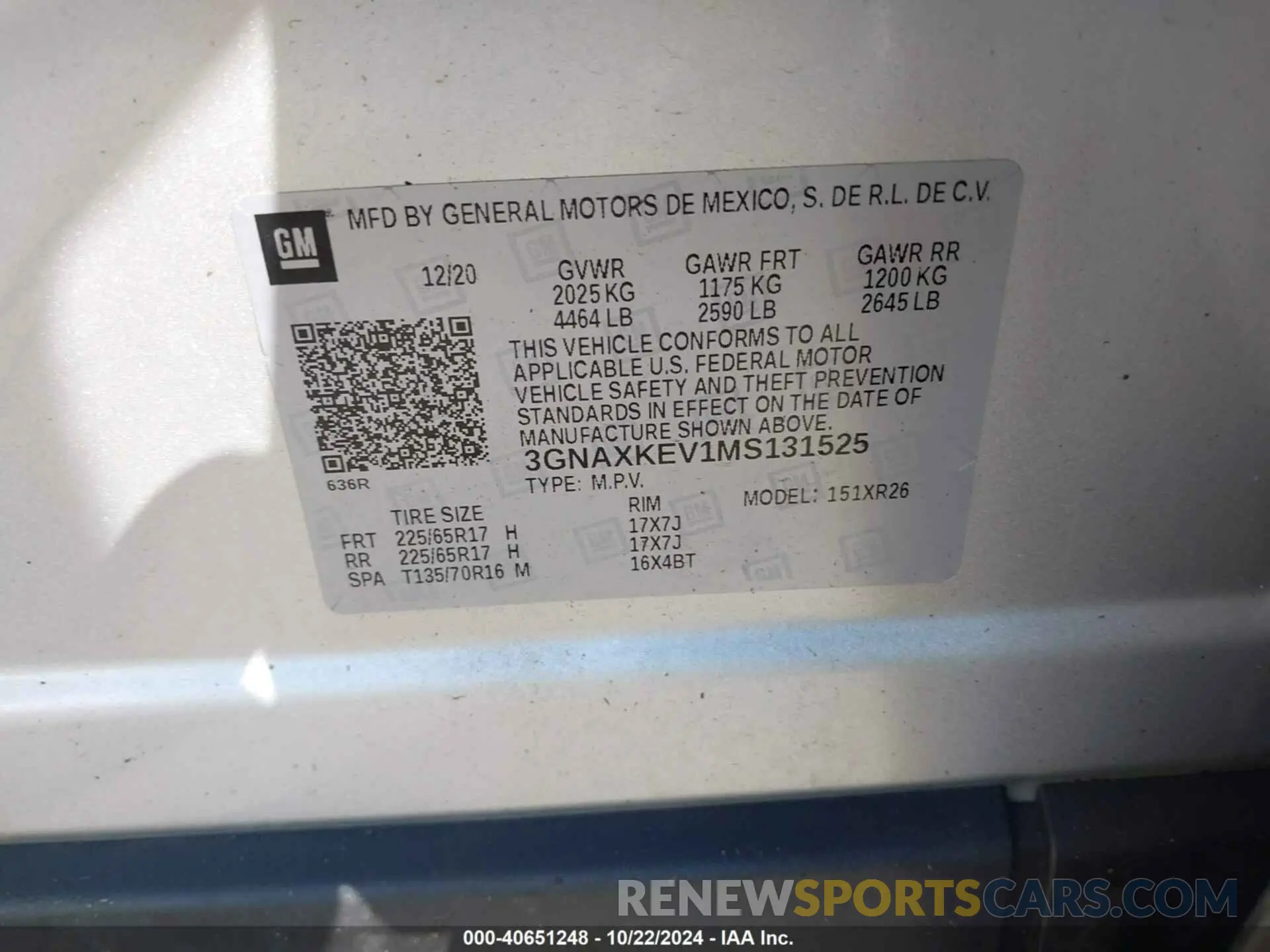 9 fotografías del automóvil dañado 3GNAXKEV1MS131525 CHEVROLET EQUINOX 2021