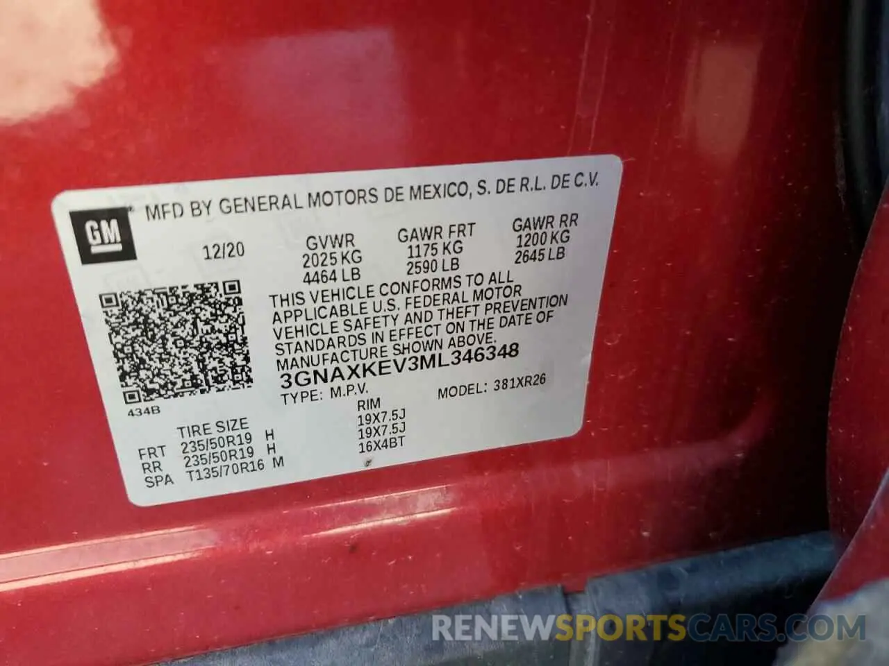 14 fotografías del automóvil dañado 3GNAXKEV3ML346348 CHEVROLET EQUINOX 2021