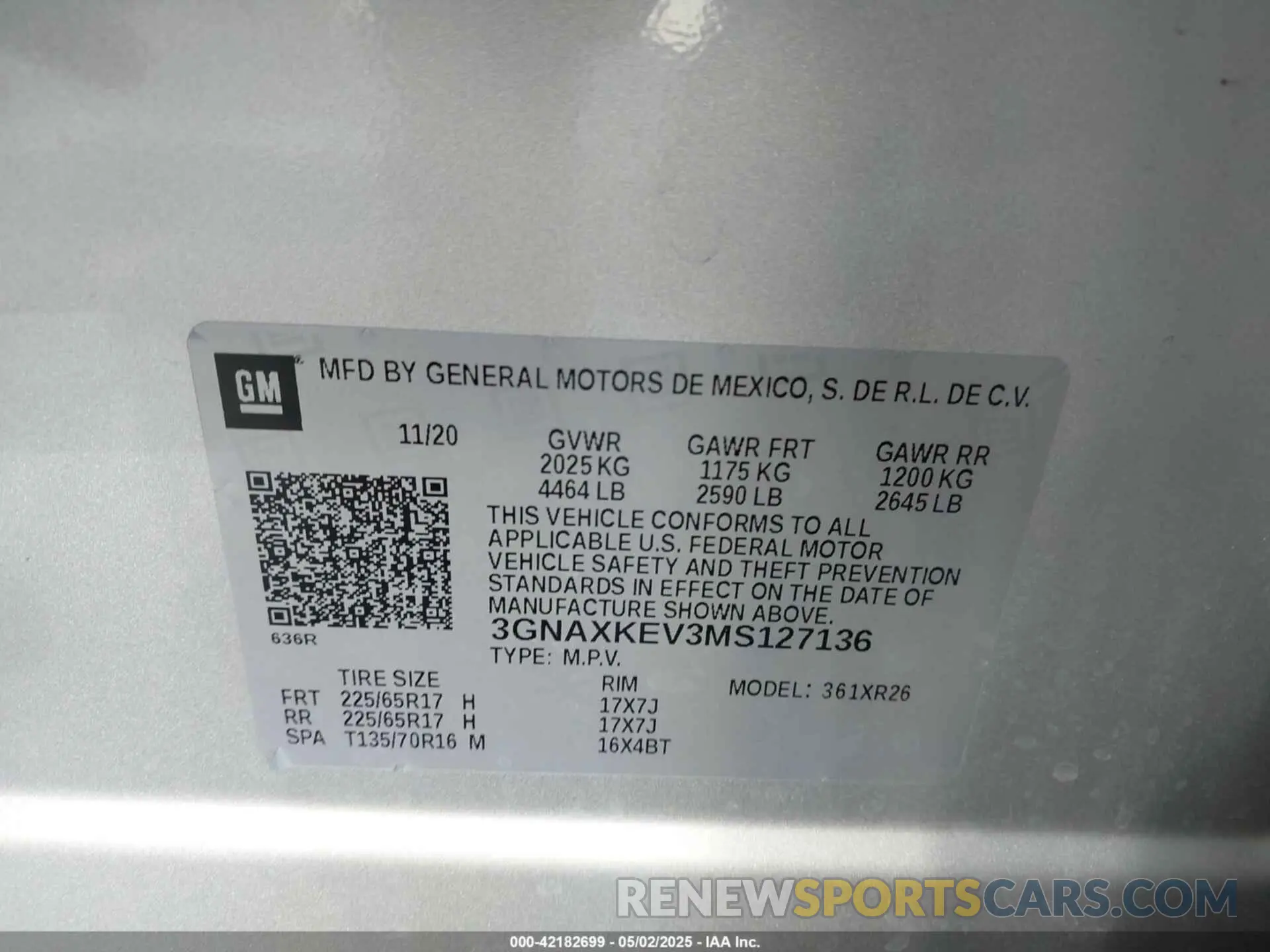 9 fotografías del automóvil dañado 3GNAXKEV3MS127136 CHEVROLET EQUINOX 2021