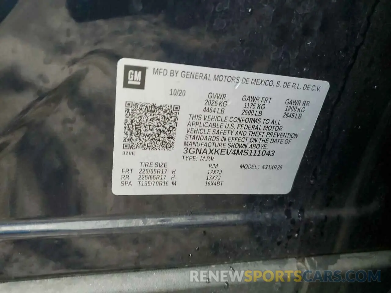 12 fotografías del automóvil dañado 3GNAXKEV4MS111043 CHEVROLET EQUINOX 2021