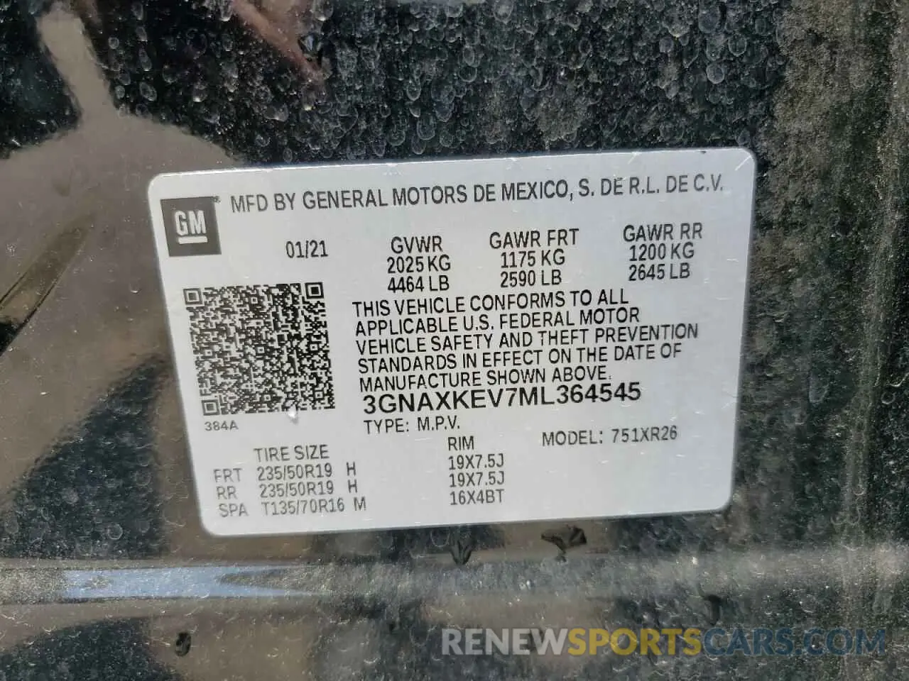13 fotografías del automóvil dañado 3GNAXKEV7ML364545 CHEVROLET EQUINOX 2021