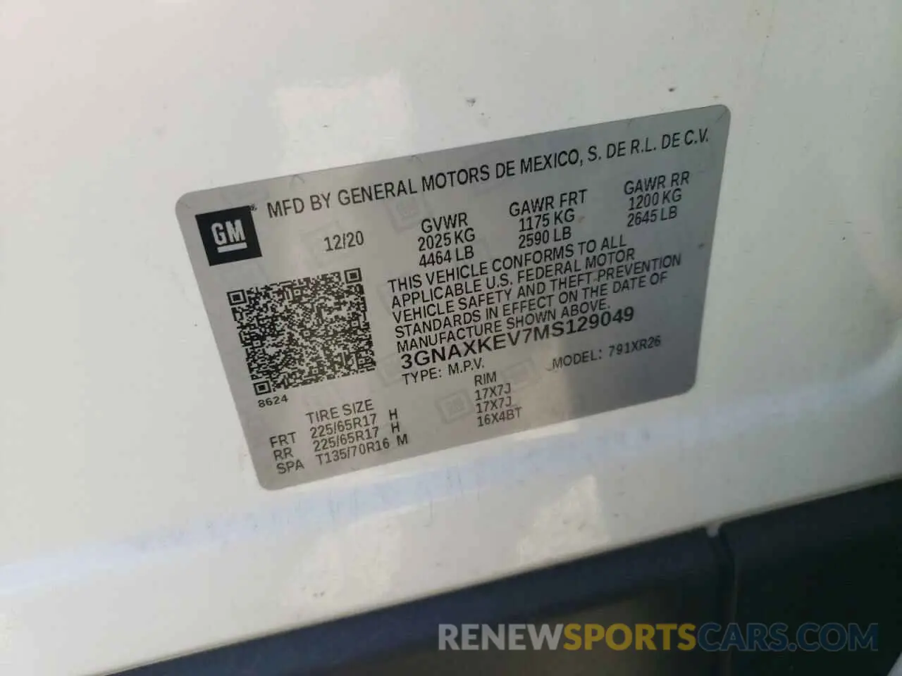 13 fotografías del automóvil dañado 3GNAXKEV7MS129049 CHEVROLET EQUINOX 2021