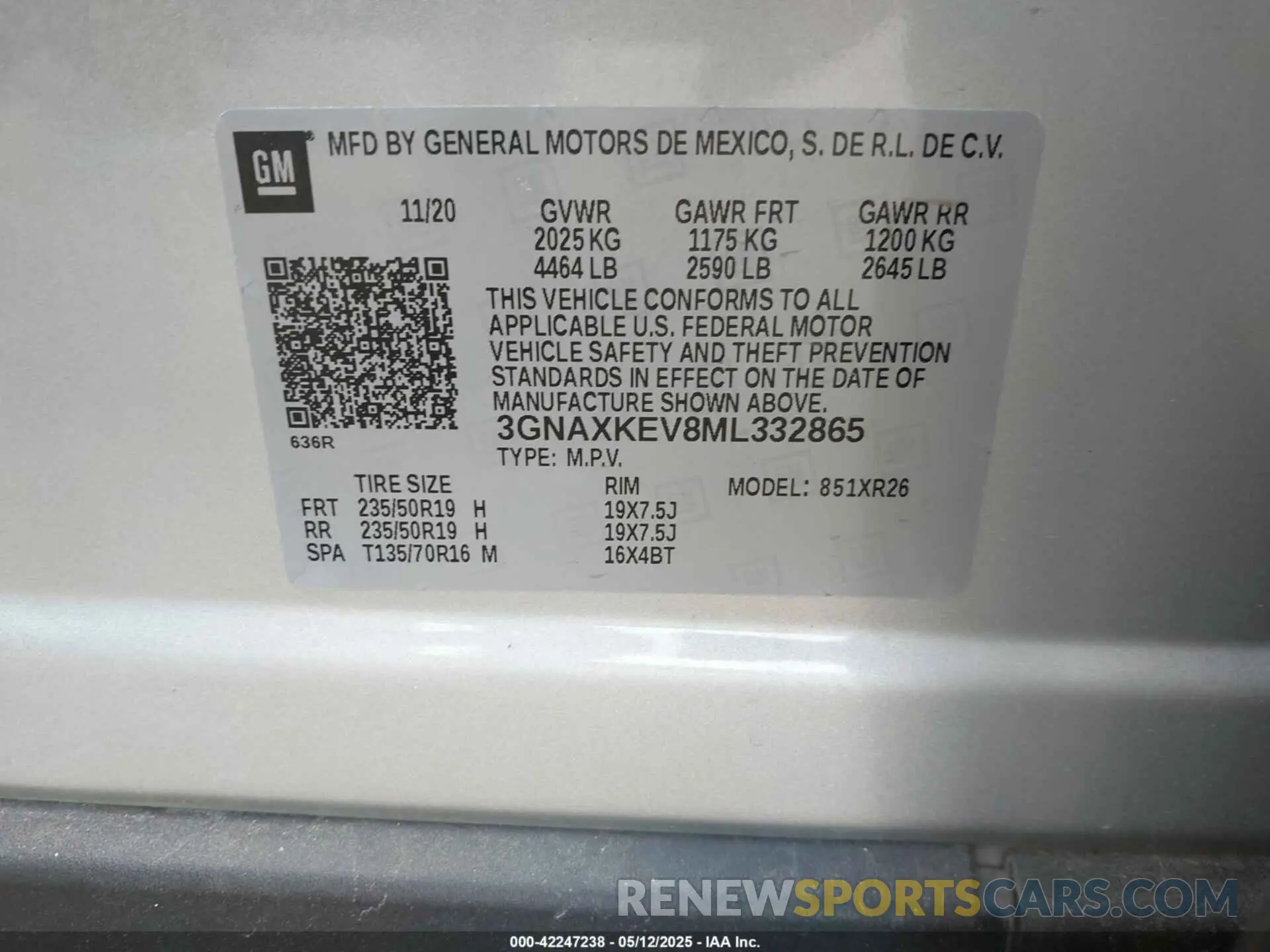 9 fotografías del automóvil dañado 3GNAXKEV8ML332865 CHEVROLET EQUINOX 2021