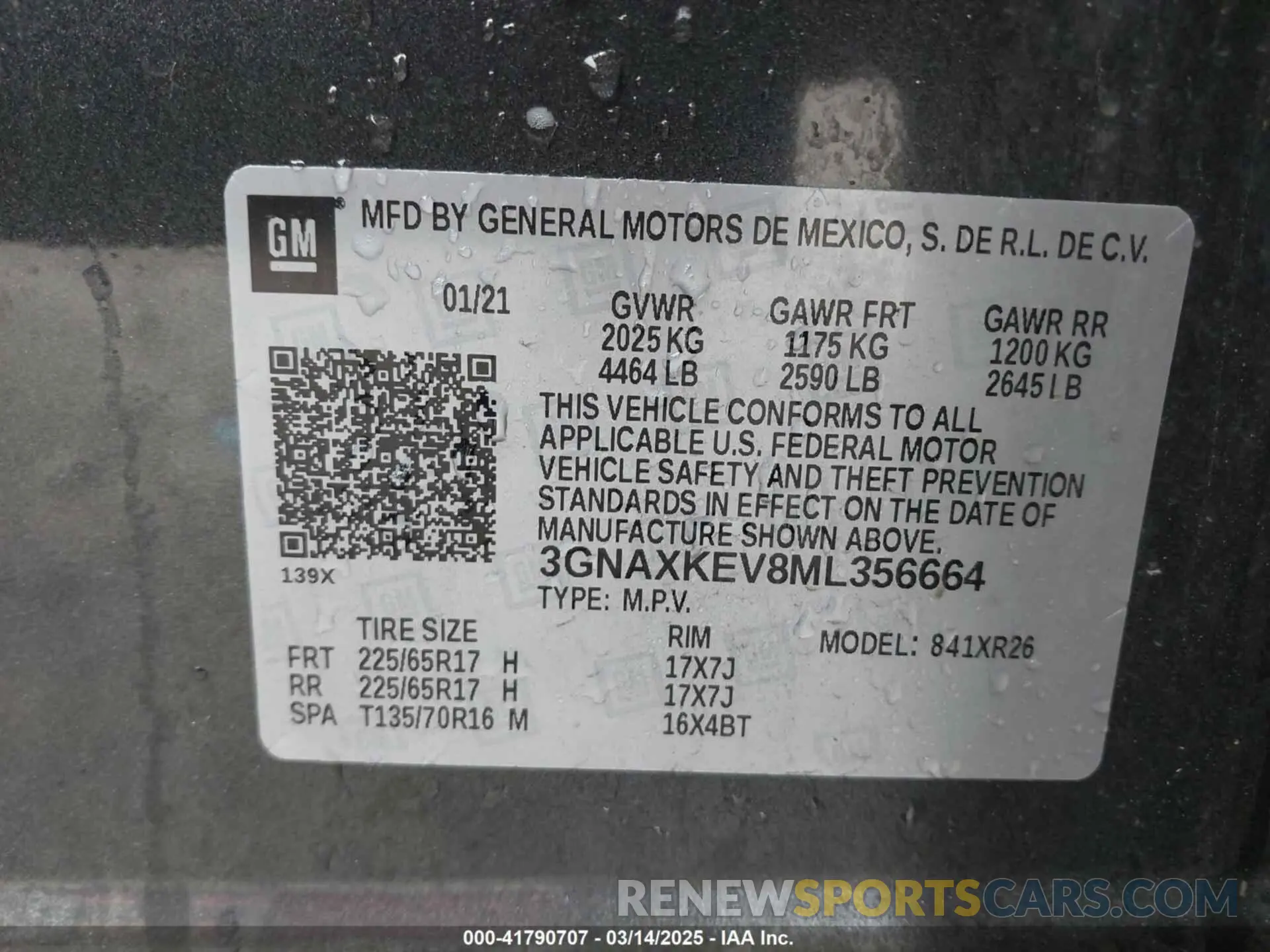 9 fotografías del automóvil dañado 3GNAXKEV8ML356664 CHEVROLET EQUINOX 2021