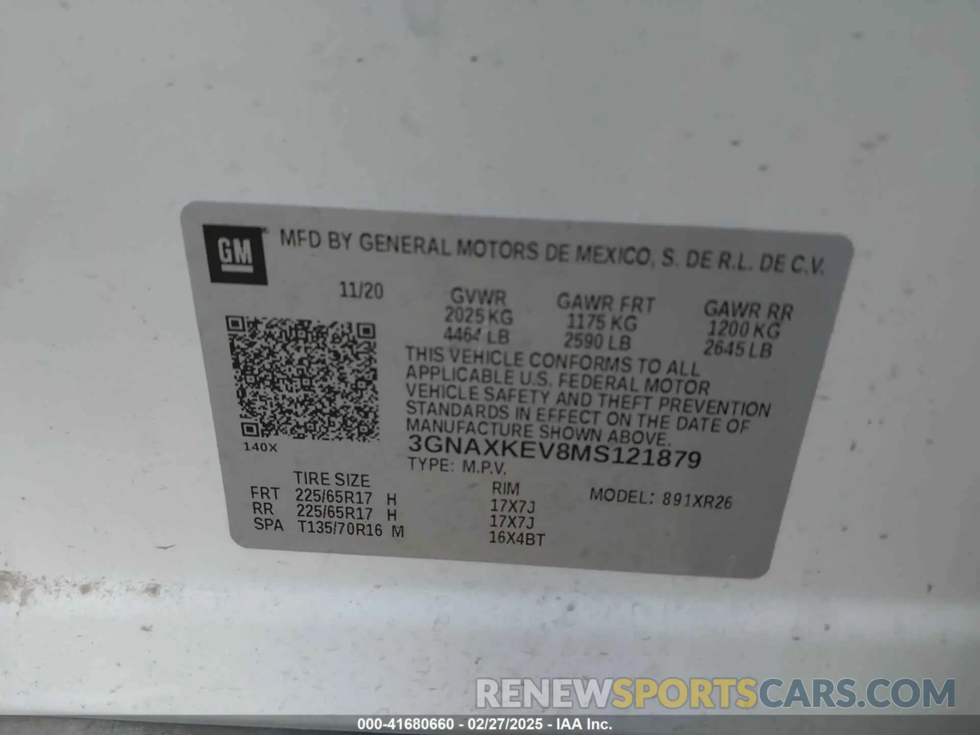 9 fotografías del automóvil dañado 3GNAXKEV8MS121879 CHEVROLET EQUINOX 2021