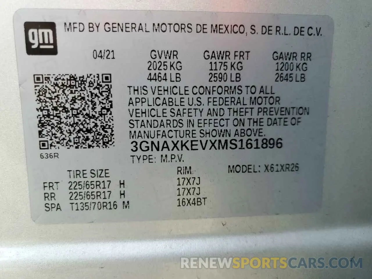 13 fotografías del automóvil dañado 3GNAXKEVXMS161896 CHEVROLET EQUINOX 2021
