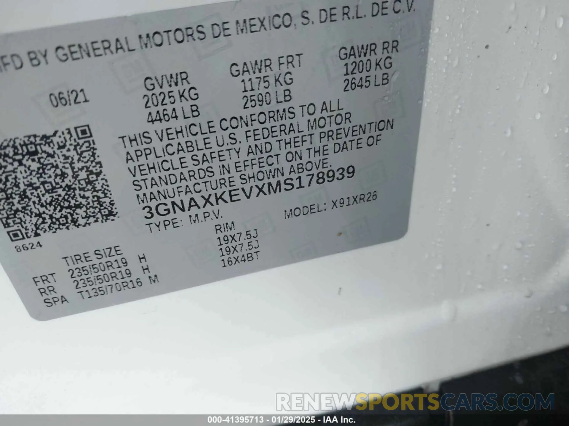 9 fotografías del automóvil dañado 3GNAXKEVXMS178939 CHEVROLET EQUINOX 2021