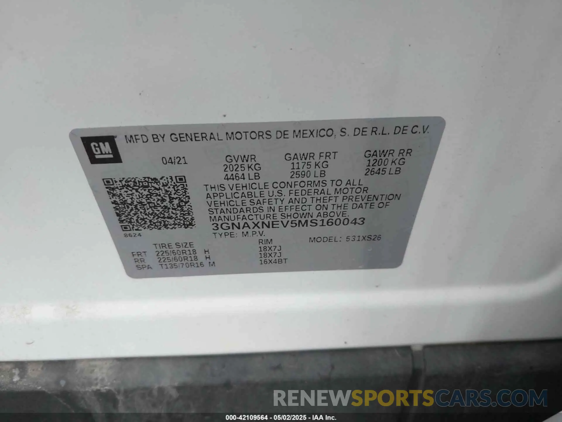 9 fotografías del automóvil dañado 3GNAXNEV5MS160043 CHEVROLET EQUINOX 2021
