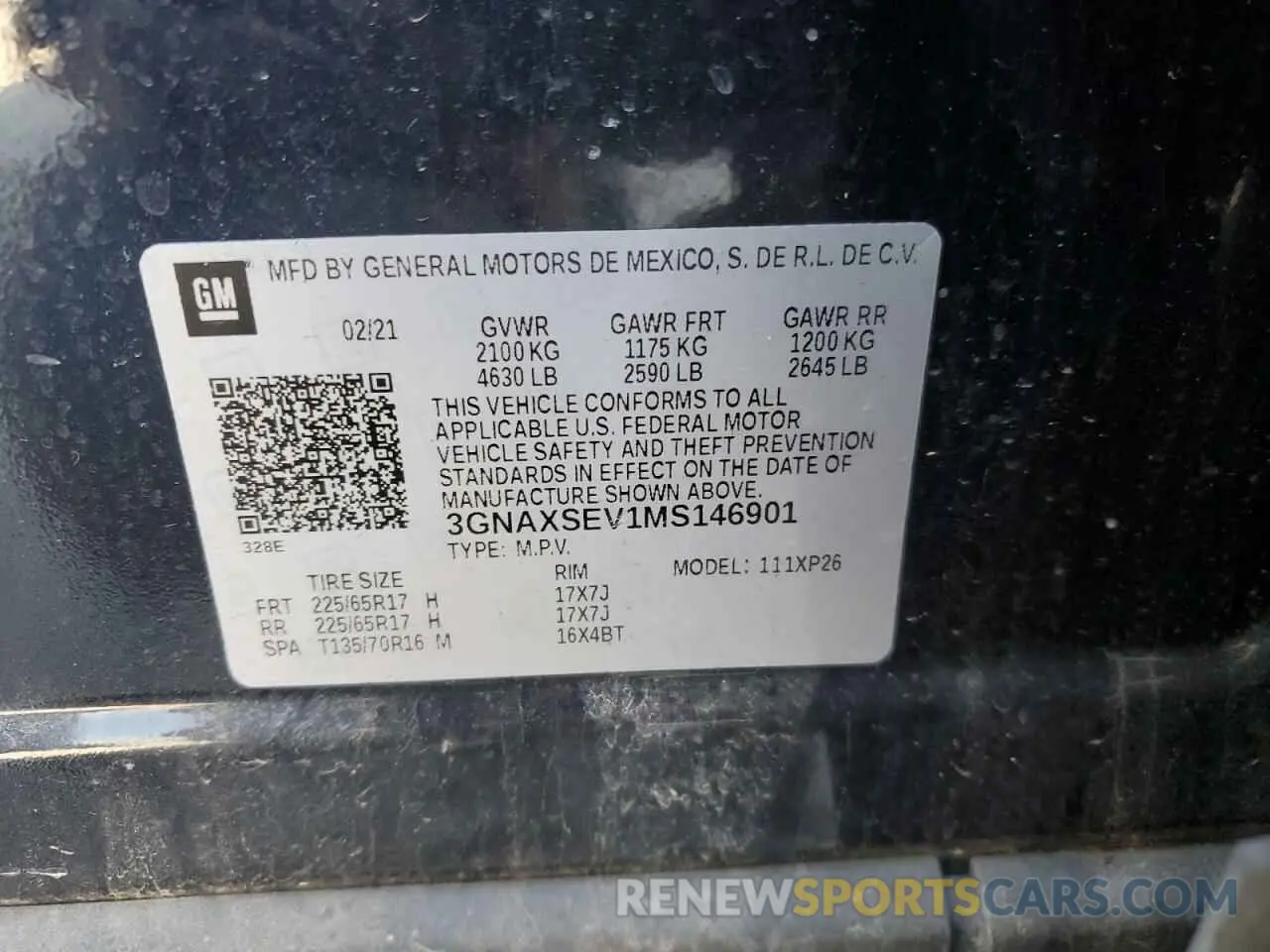 13 fotografías del automóvil dañado 3GNAXSEV1MS146901 CHEVROLET EQUINOX 2021