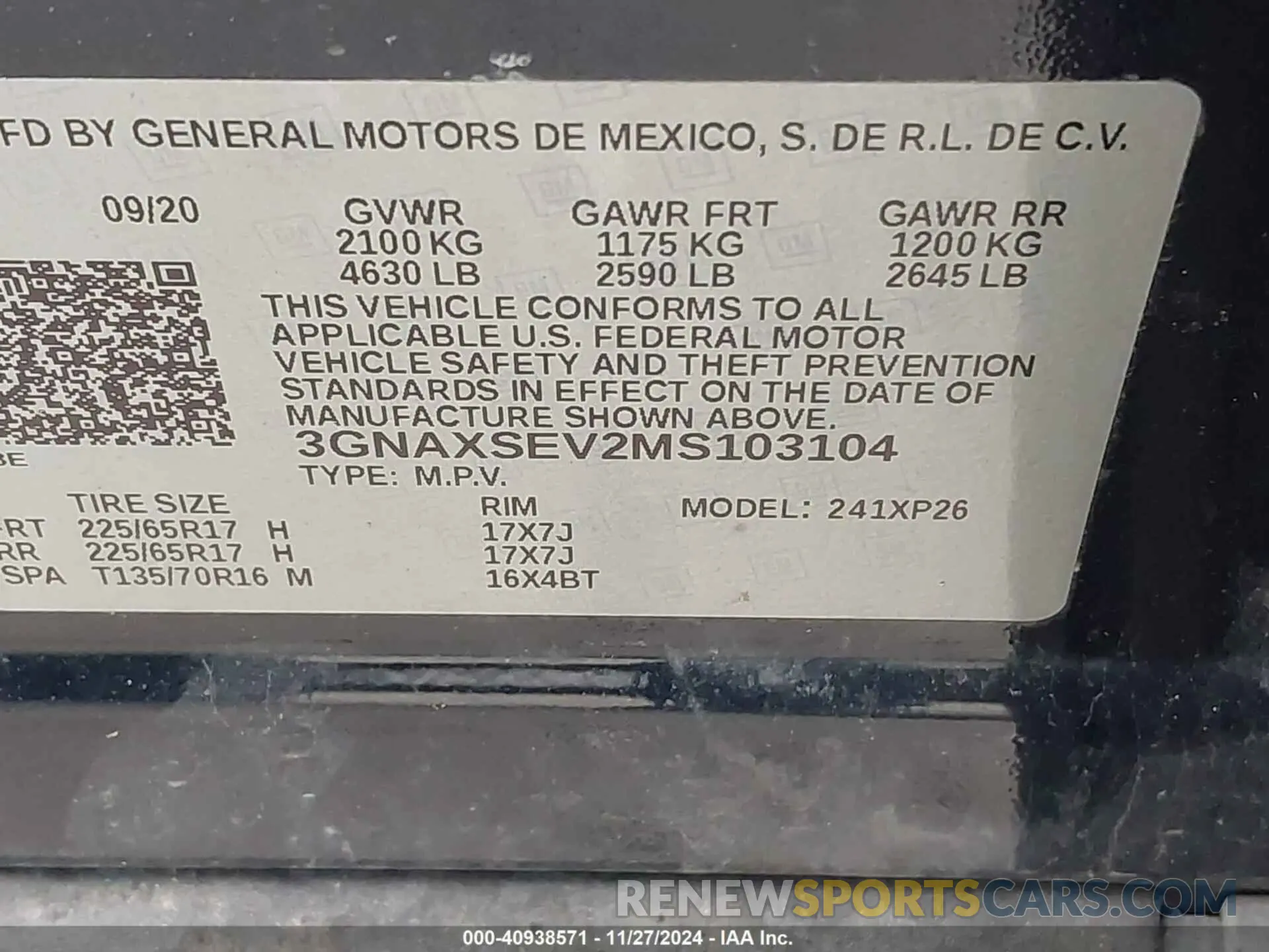 9 fotografías del automóvil dañado 3GNAXSEV2MS103104 CHEVROLET EQUINOX 2021
