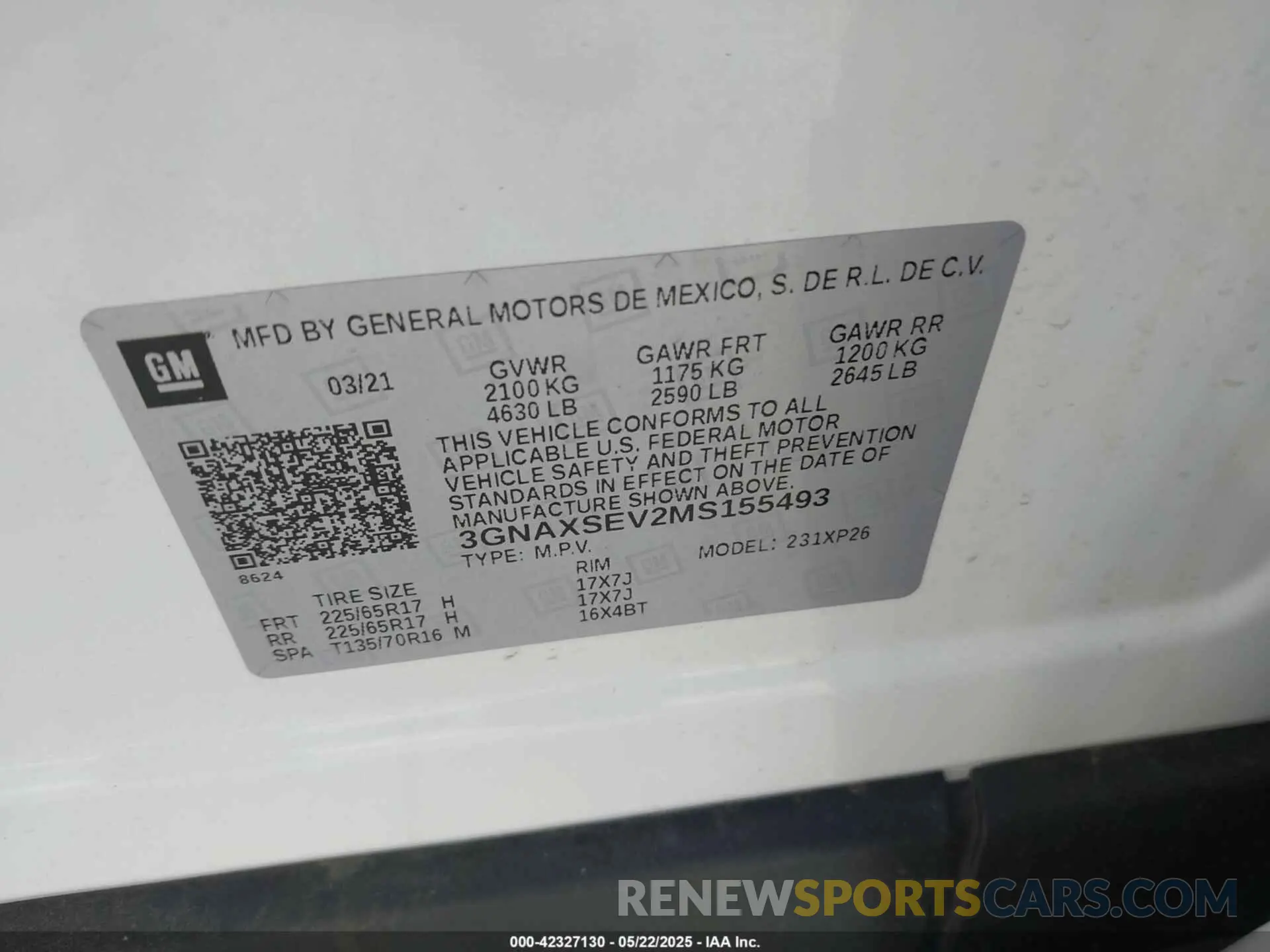 9 fotografías del automóvil dañado 3GNAXSEV2MS155493 CHEVROLET EQUINOX 2021