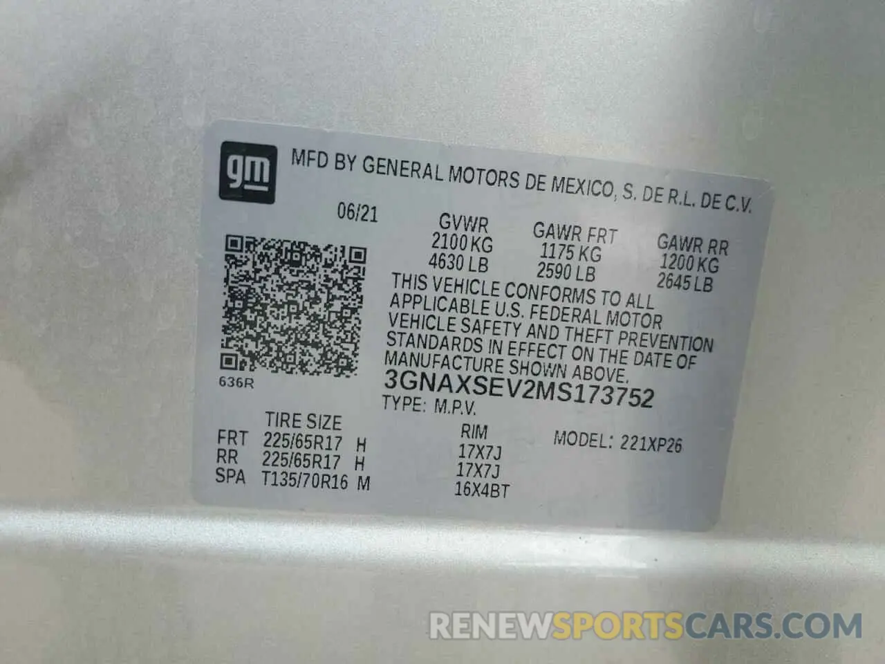 13 fotografías del automóvil dañado 3GNAXSEV2MS173752 CHEVROLET EQUINOX 2021