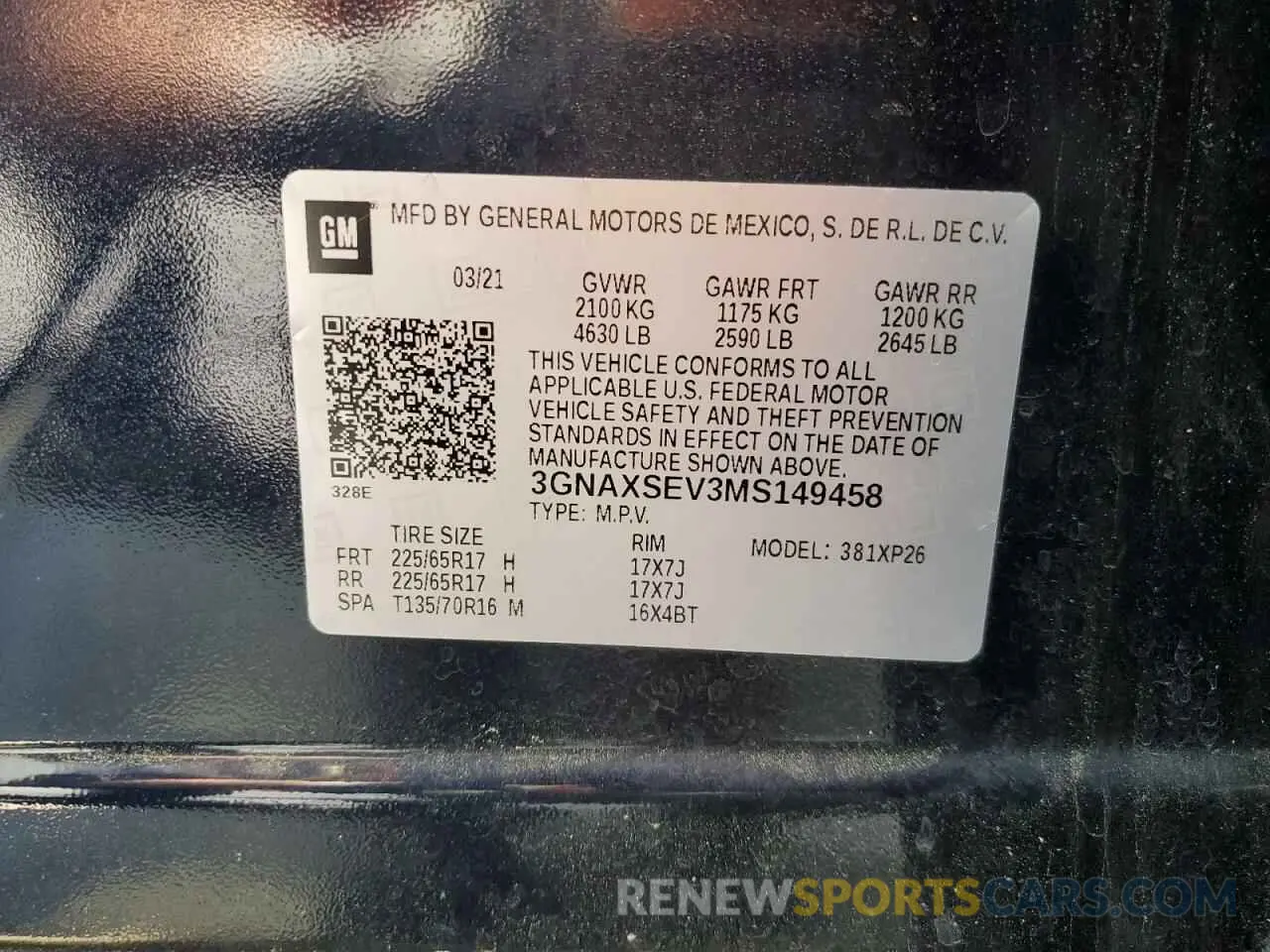 13 fotografías del automóvil dañado 3GNAXSEV3MS149458 CHEVROLET EQUINOX 2021
