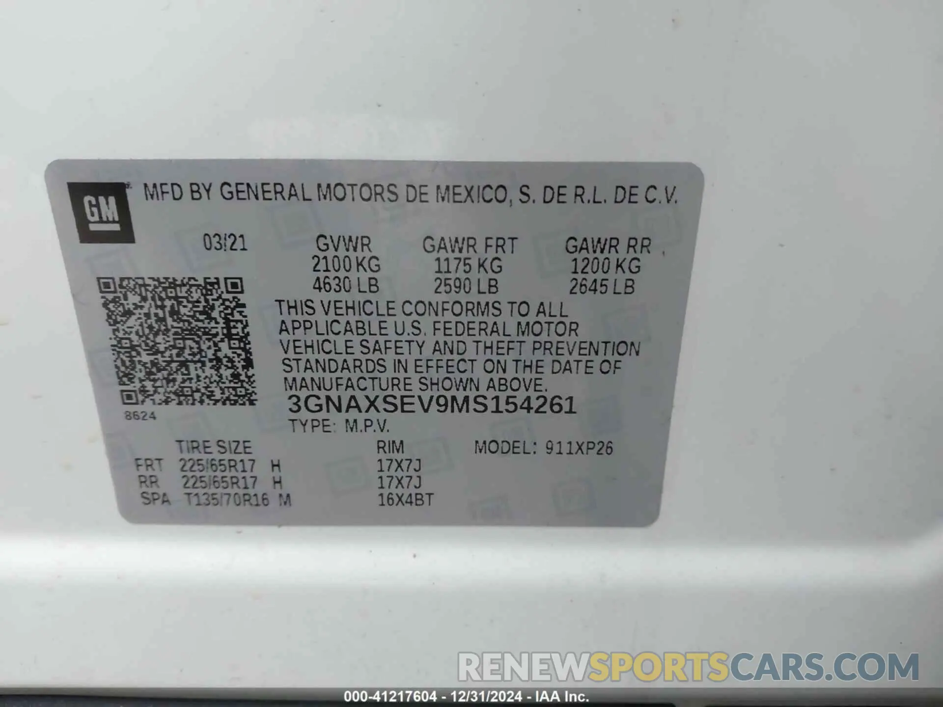 9 fotografías del automóvil dañado 3GNAXSEV9MS154261 CHEVROLET EQUINOX 2021